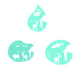 Logo animaux dans une goutte d'eau 