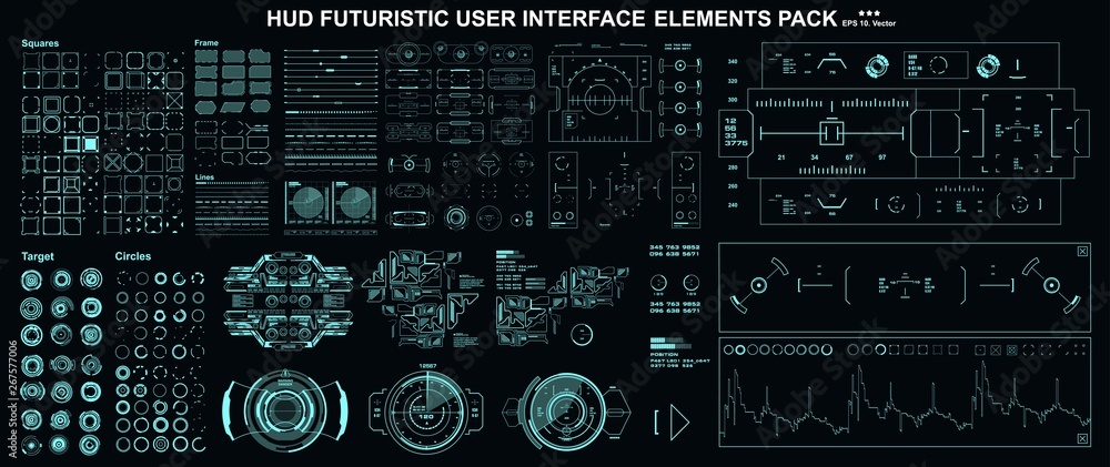 HUD elements mega set pack. Dashboard display virtual reality ...