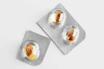 Wall Mural - Silver blister packs pills isolated on white