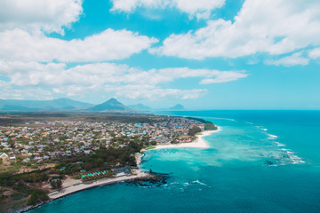 Wall Mural - Aerial view of Mauritius taken during helicopter flight