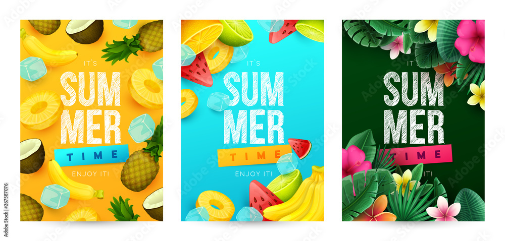 Summer background with fruits. Vector illustration Stock Vector | Adobe ...