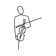 Wall Mural - violin player one line drawing continuous design