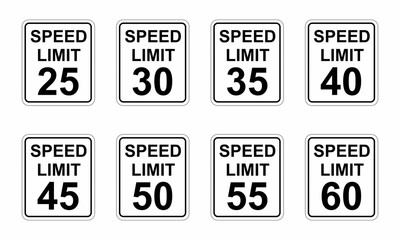 Speed limit road signs