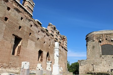 Red corn poppy and the ruins from Pergamon