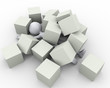 © ribah - 3d person covered with boxes cubes