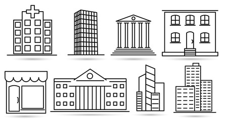 Real Estate Thin Line icons. Vector Outline Design Symbols for web.