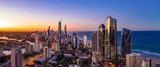 Panoramic sunset view of Surfers Paradise on the Gold Coast looking from the south