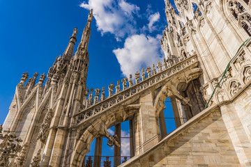 Wall Mural - Rooftop terraces of Milan Duomo in Italy