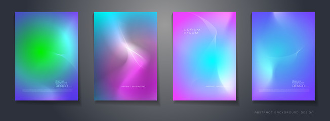 Canvas Print - Vector set of abstract background, Composition colorful fluid abstraction, holographic and gradient color design for backgrounds. Layout template for banner, poster, wallpaper, flyer, brochure