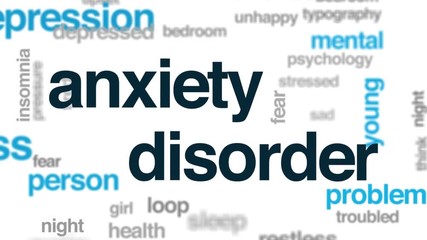 Poster - Anxiety disorder animated word cloud. Kinetic typography.