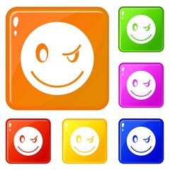 Canvas Print - Eyewink emoticons set collection vector 6 color isolated on white background