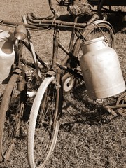 Wall Mural - bicycles to the transport of milk in the bin of aluminum