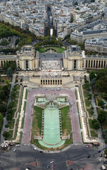 Wall Mural - Paris, France - August 21, 2018: .View from Eiffel Tower with Ch