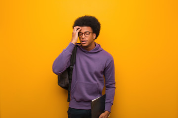 Wall Mural - Young african american student man worried and overwhelmed