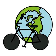 Canvas Print - world planet earth with bicycle