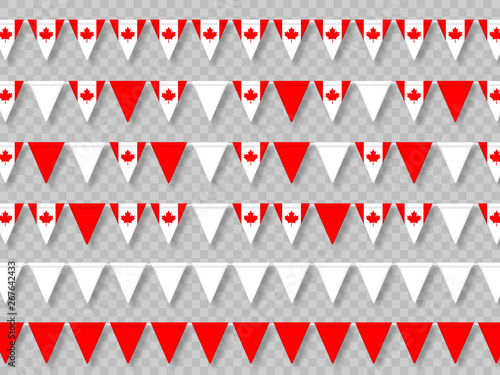 Set Of Canada Bunting Flags In Traditional Colors Decorative