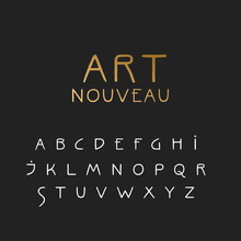 Vector Uppercase Handwritten Alphabet In Art Nouveau Style