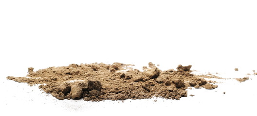 Dirt dry pile isolated on white background, with clipping path, side view