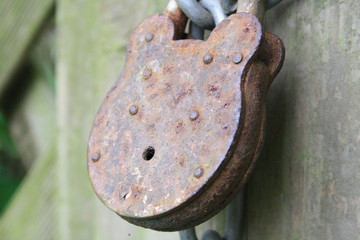 padlock on old door