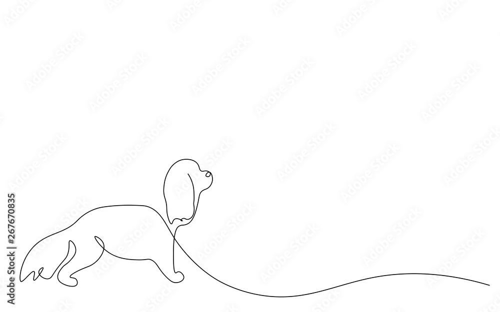 Cocker spaniel silhouette line drawing vector illustration Stock Vector ...