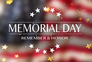 Wall Mural - American flag with the text Memorial day. Celebration of all who served.