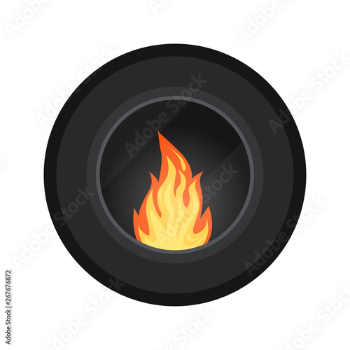 Icon Round Black Modern Electric Or Gas Cozy Fireburning Fireplace