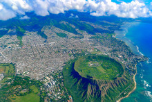 Diamond Head Oahu Aerial View