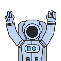 Canvas Print - astronaut suit with hands up isolated icon