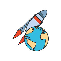 Sticker - rocket startup with planet earth