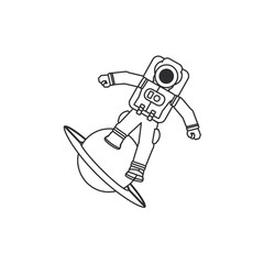 Wall Mural - astronaut suit in planet saturn isolated icon