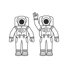 Poster - group of astronauts suits isolated icon