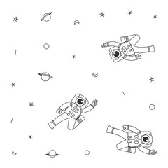 Wall Mural - pattern of astronauts suits with planet saturn and stars