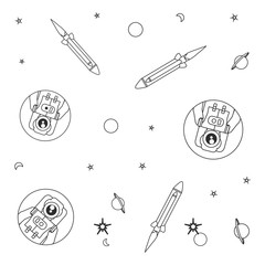 Wall Mural - pattern of astronauts suits with rockets and stars