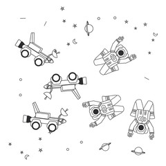 Poster - pattern on spaces explorers cars with astronauts suits