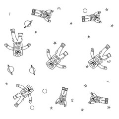 Wall Mural - pattern of astronauts suits with planet saturn and stars