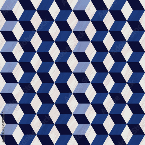 seamless-geometric-3d-pattern-with-marble-texture-hexagon-pattern-blue-and-white-pattern-with-cubes-vector-illustration