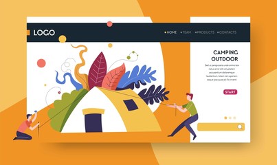 Wall Mural - camping outdoor web page template outdoor activity