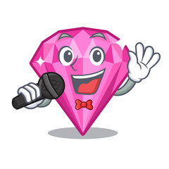 Wall Mural - Singing pink diamond in the mascot shape