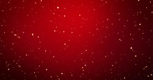 Golden Confetti And Stars On The Red Christmas Background. 3D Render