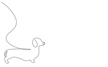 Dachshund Puppy Silhouette One Line Drawing Vector Illustration