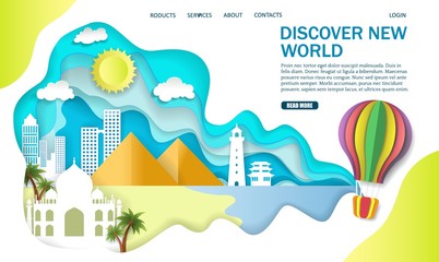 Wall Mural - discover new world vector website landing page design template