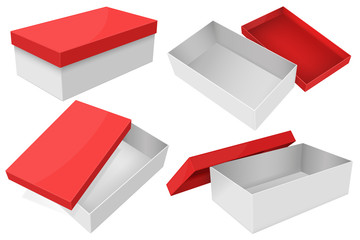 Wall Mural - white box with red lid. set of gift boxes