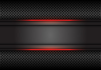 Abstract red light line dark grey banner on circle mesh design modern luxury futuristic background vector illustration.