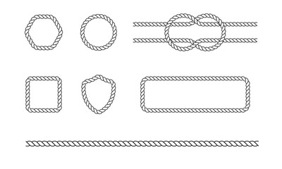 Collection of vector Badges made of a rope. Clean Rope Vector Badges