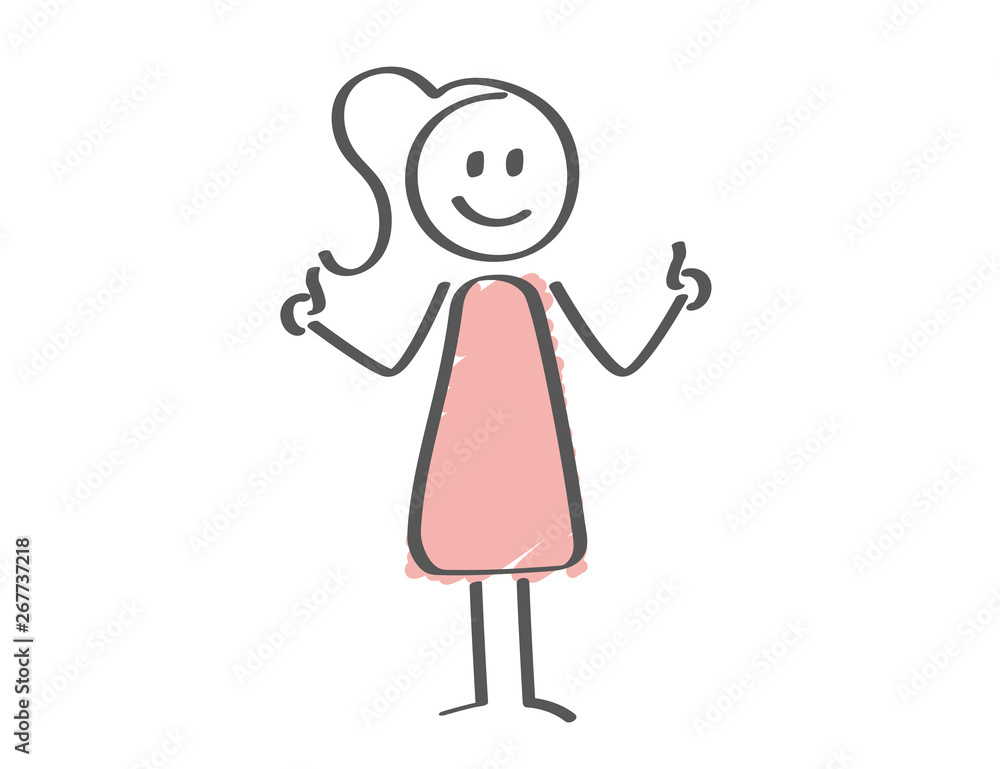 Stick Figure - woman two hands thumbs up Stock Vector | Adobe Stock