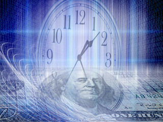 Wall Mural - conceptual background image of binary code with time and money concept