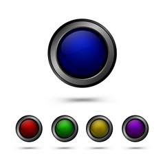 Wall Mural - set of glass buttons red, yellow, blue, green, purple color. blank buttons for web design.