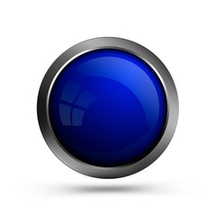 Wall Mural - blue trendy glass button round shape. blank button template for web design, interface design and app
