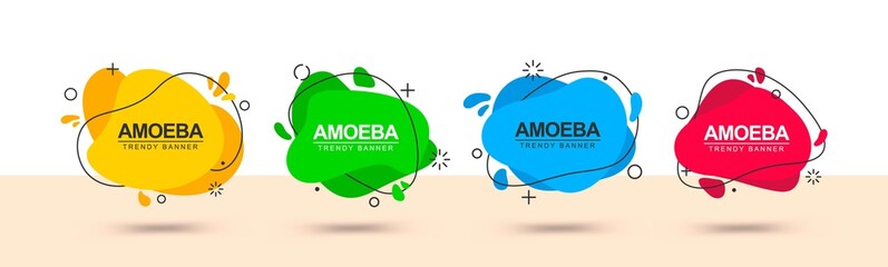 Wall Mural - set of abstract liquid shape banners. flat geometric shapes in memphis design style. ready design fo