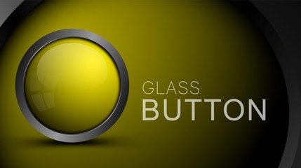 Wall Mural - glossy blank yellow button for musical or video player interface design. vector glass button for web